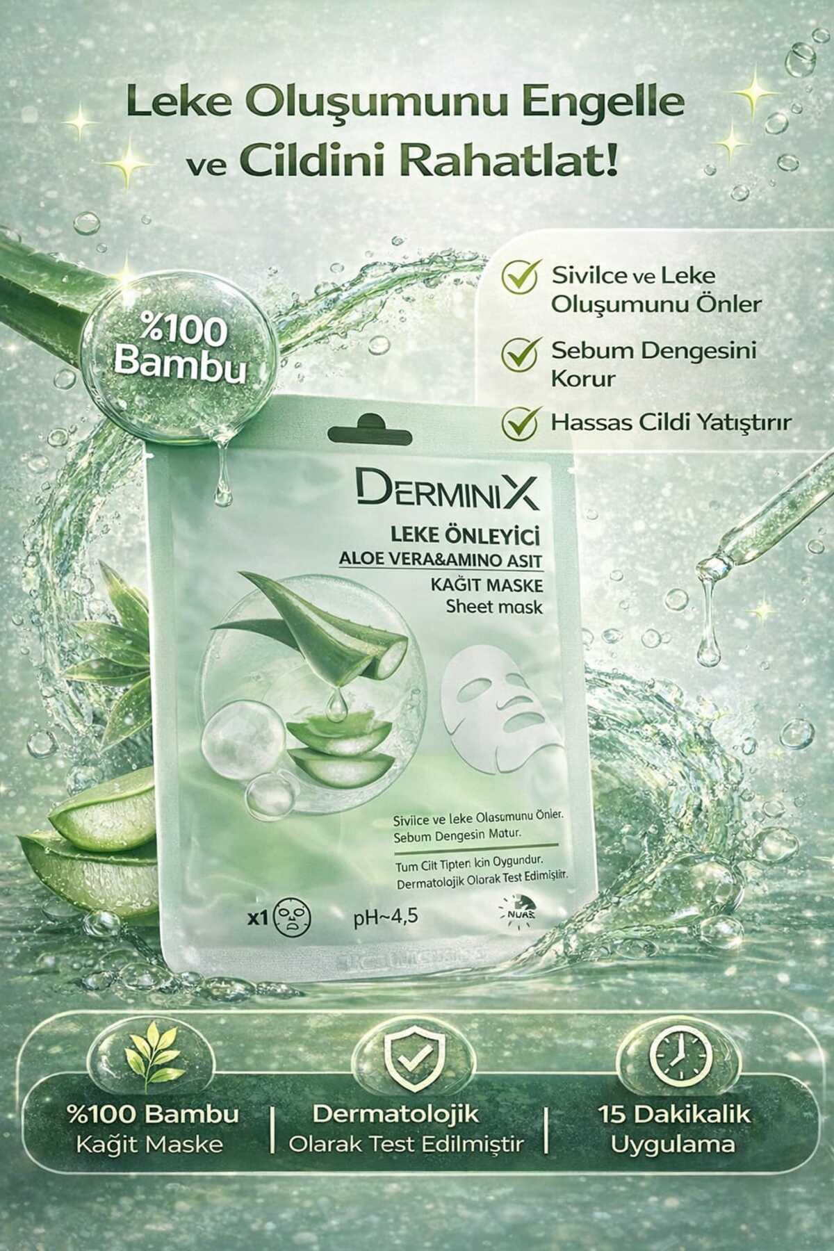 Aloe Vera & Amino Asit Kağıt Maske – Leke & Sebum Karşıtı